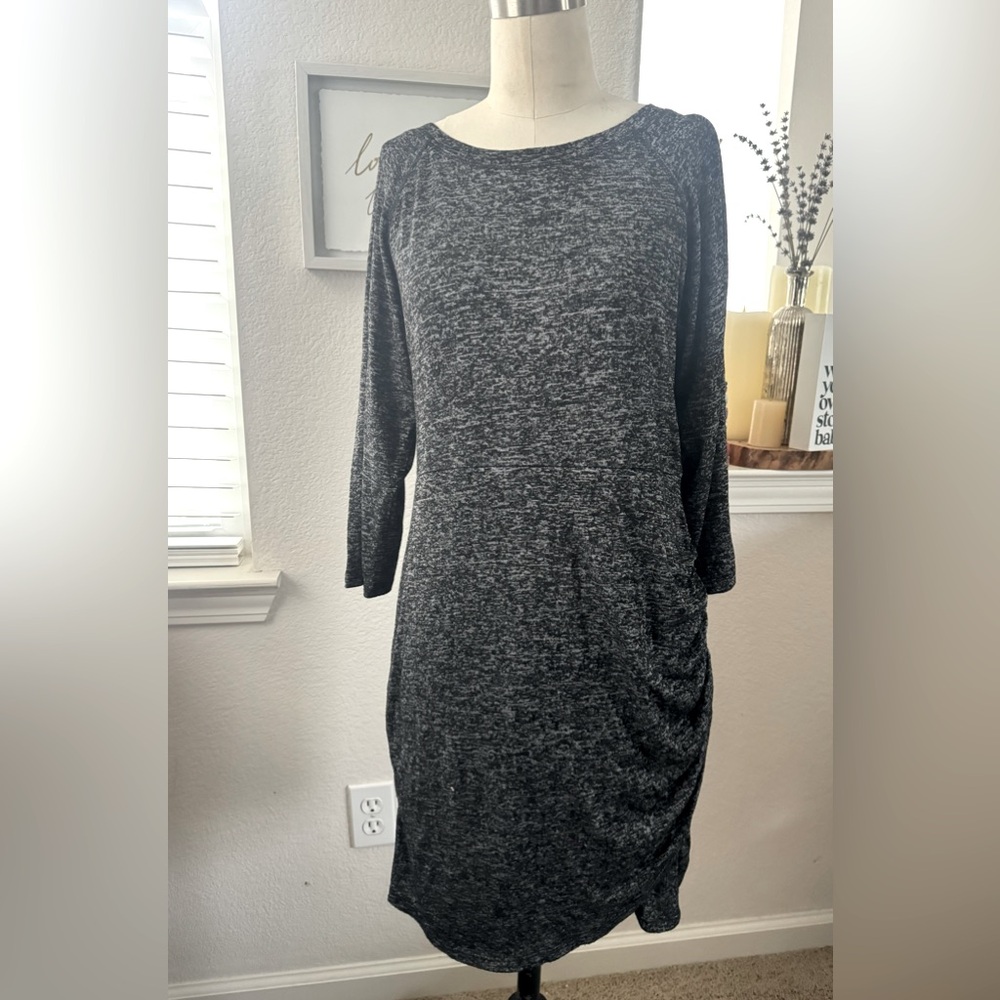 Urban Girl Maternity Black Grey Stretchy Dress Cinch sSide Long Sleeve Size L-XL